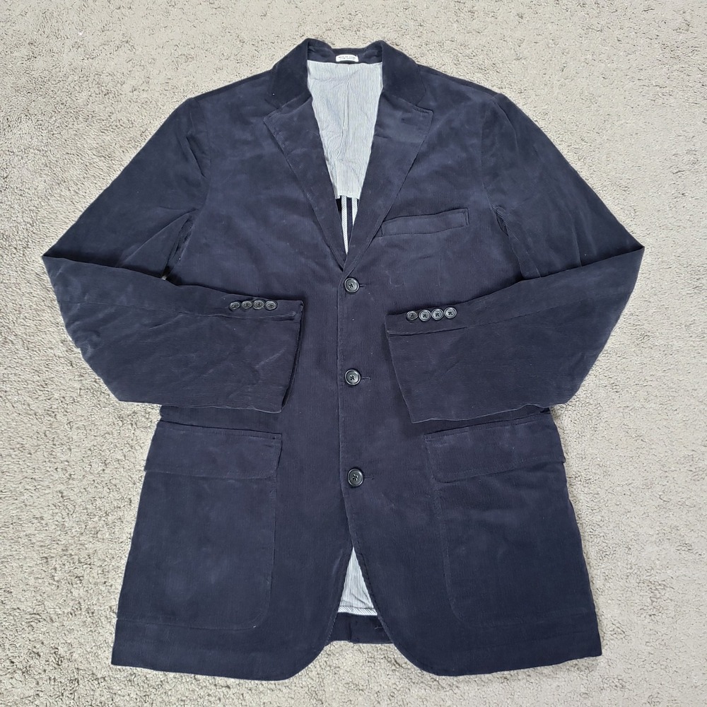 VTG Y2K J Crew Blazer Jacket Men S Navy Corduroy Sport Coat Academia Professor